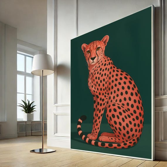 Pink Cheetah Canvas Wall Art Bold Animal Print For Living Room Decor Vibrant Safari Wildlife Painting Modern Home Accent