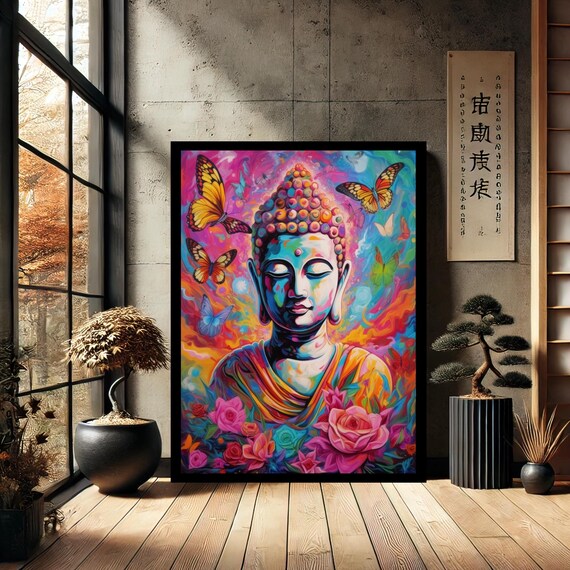 Colorful Buddha Buddhism Canvas Print Painting Wall Art Modern Abstract Home Decor