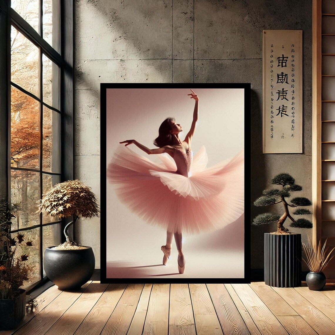 Pink Ballerina On Pointe Flowing Tulle Ballet Dancer Photo Poster