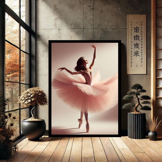 Pink Ballerina On Pointe Flowing Tulle Ballet Dancer Photo Poster