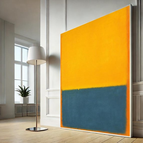 Mark Rothko Abstract Canvas Wall Art Yellow And Navy Modern Minimalist Print Color Field Home Decor