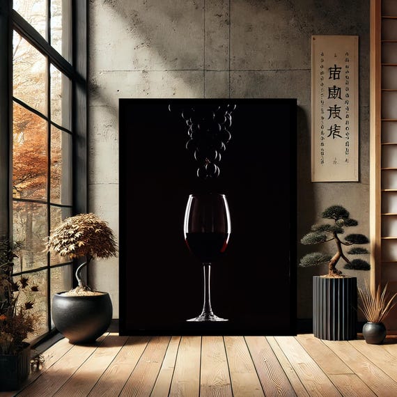 Wine Glass Kitchen Decor Canvas Wall Art Modern Print Painting Abstract For Home