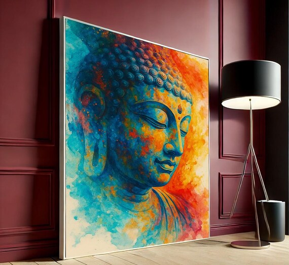 Vibrant Buddha Canvas Wall Art Colorful Zen Painting For Meditation Room Serene Spiritual Home Decor Gift