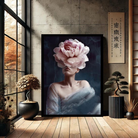 Flower Beautiful Female Mannequin Portrait Home Modern Canvas Wall Art Artcanvas Print Abstract Decor For