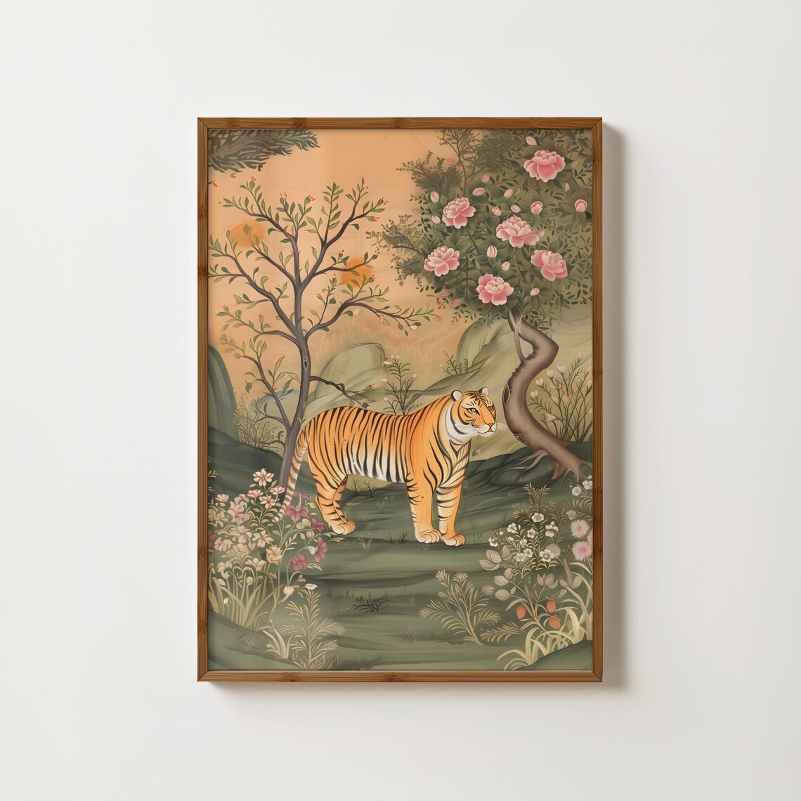 Indian Tiger Vintage Folk Art Jungle Poster Print