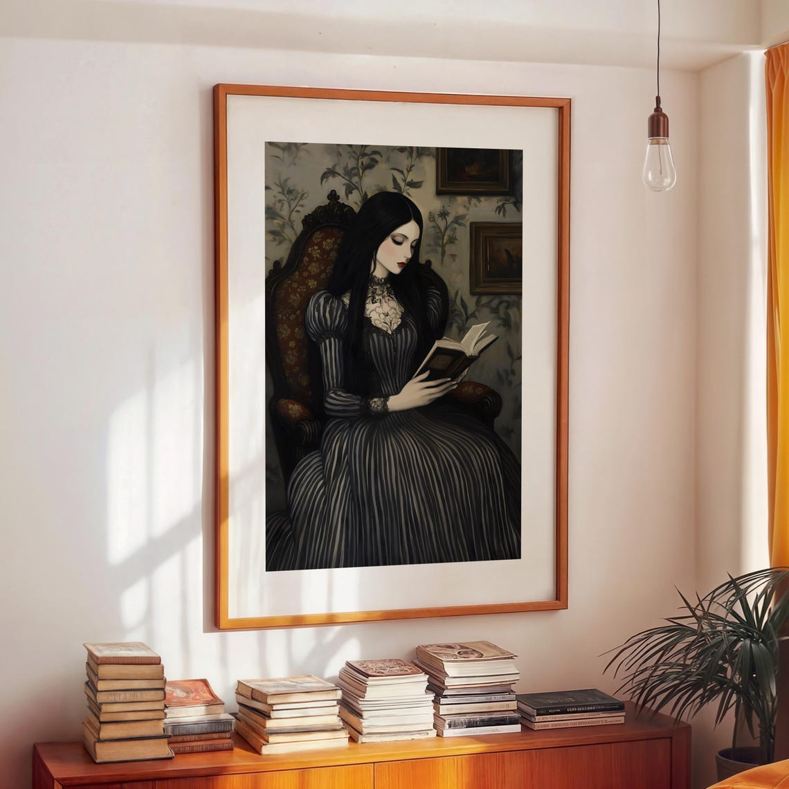 Victorian Woman Reading a Book Dark Academia Gothic Art Poster - Image 2