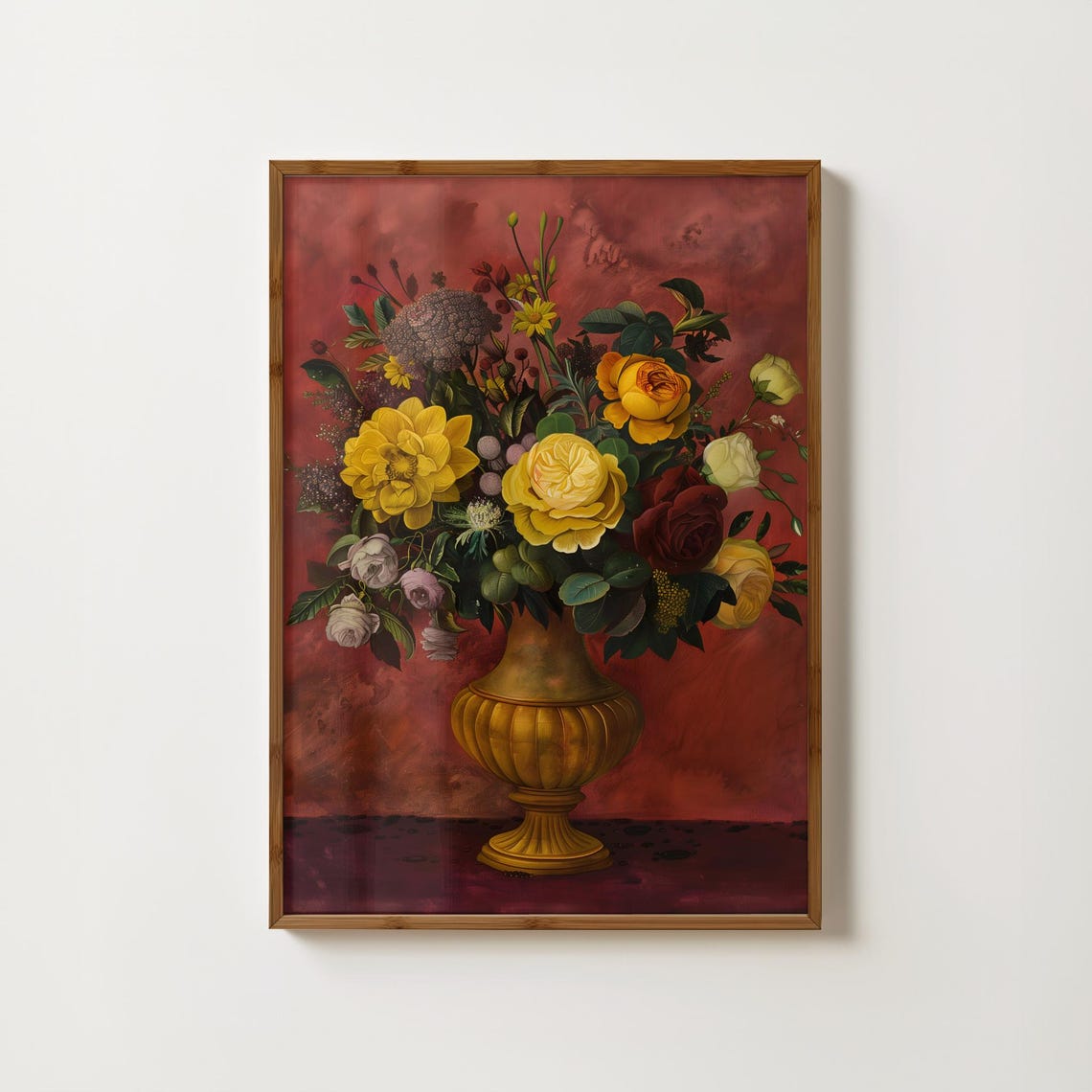Moody Flowers Painting Vase Of Flowers Print Vintage Floral Decor Gothic Wall Art Dark Academia Print Antique Painting Dark Flower Prints