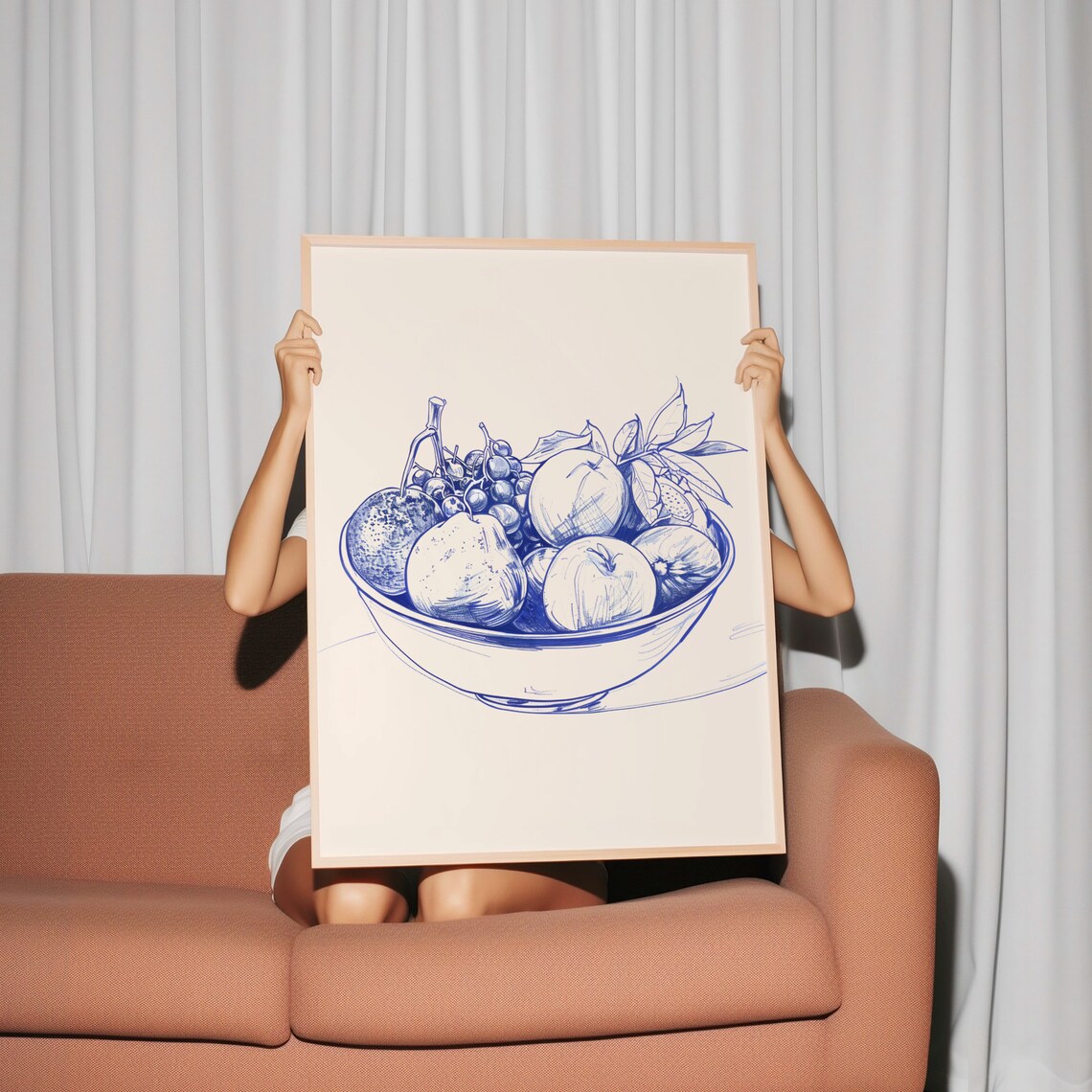 Fruit Bowl Print Neutral Kitchen Decor Fruit Sketch Food Painting Fruit Market Poster Breakfast Prints Farmhouse Kitchen Wall Art Cafe Decor - Image 2