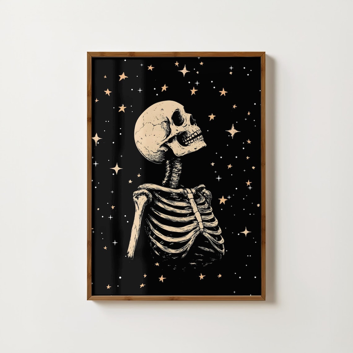Starry Skeleton Poster, Gothic Halloween Decor