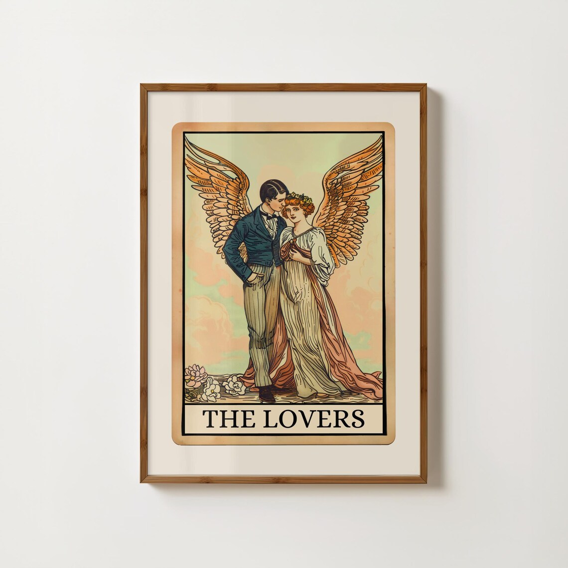 The Lovers Tarot Card, Boho Spiritual Art Print
