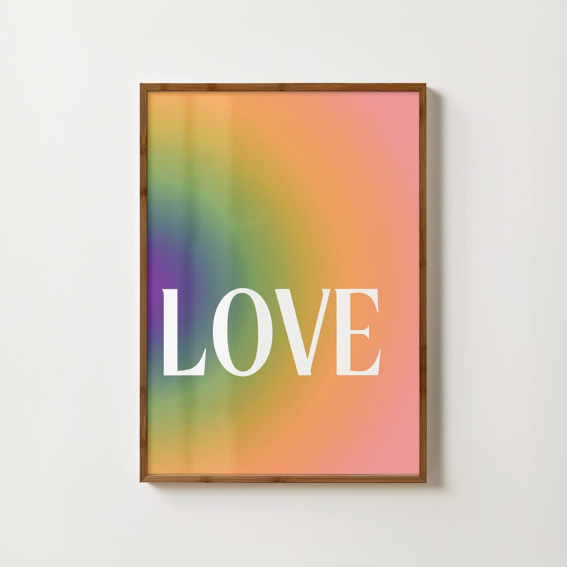 Love White Typography Over A Rainbow Aura Gradient Artwork Poster