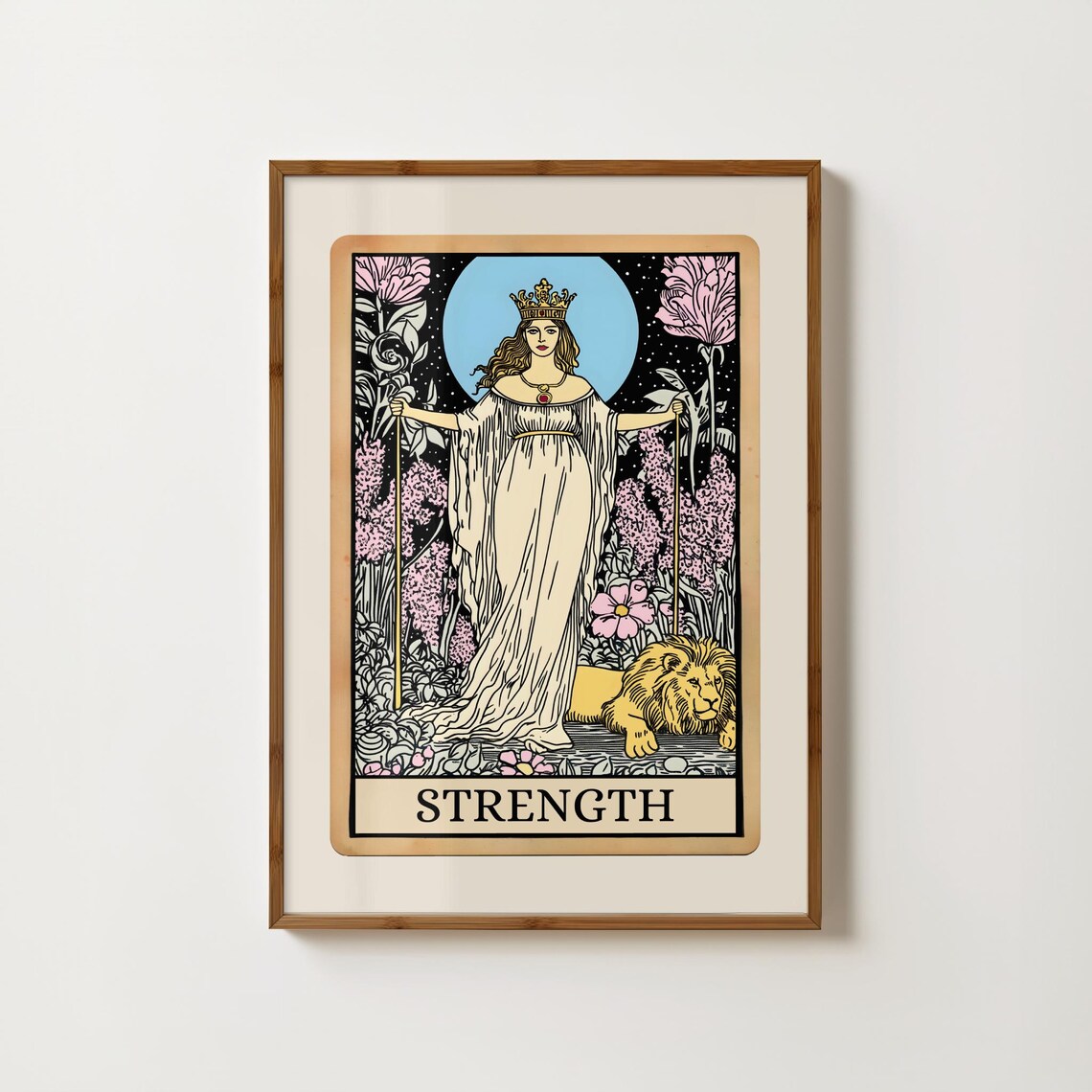 Strength Tarot Card, Spiritual Witchy Art Print