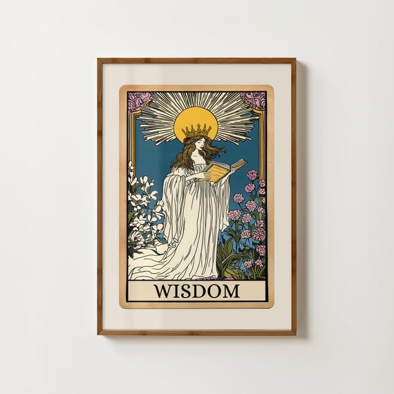 Wisdom Tarot Card, Spiritual Witchy Art Print
