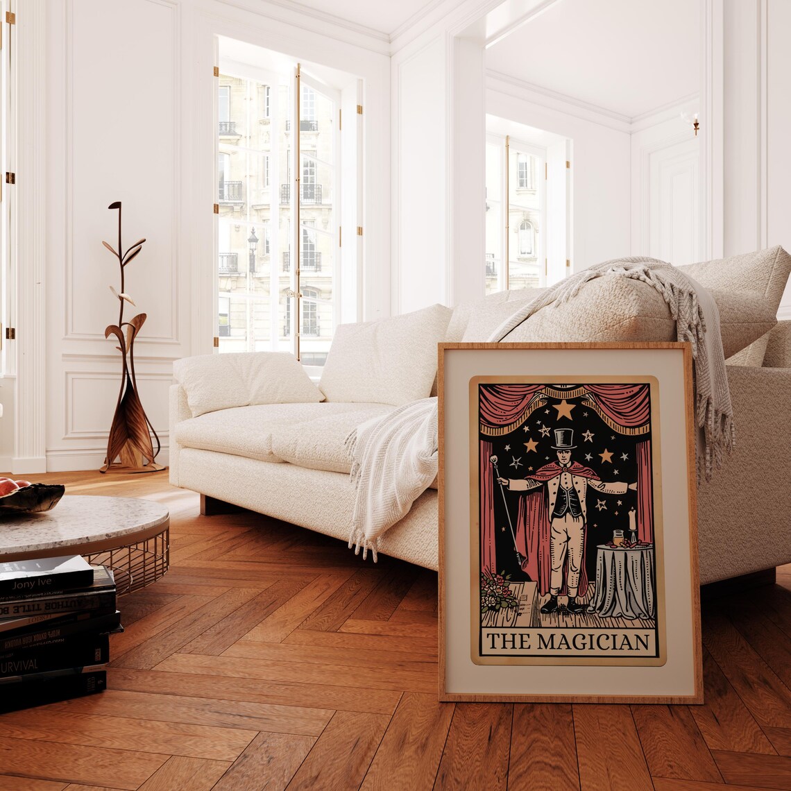 The Magician Tarot Card, Boho Folk Tarot Art Print - Image 2