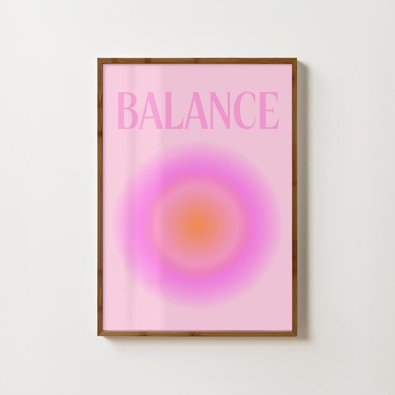 Balance in Soft Pink Aura Typography Gradient Wellness Poster