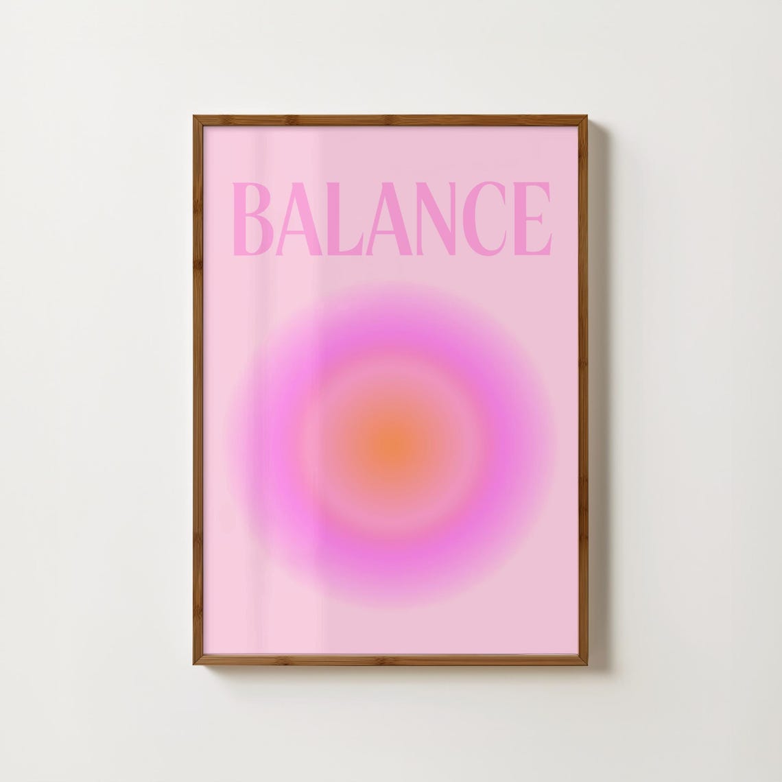 Balance in Soft Pink Aura Typography Gradient Wellness Poster