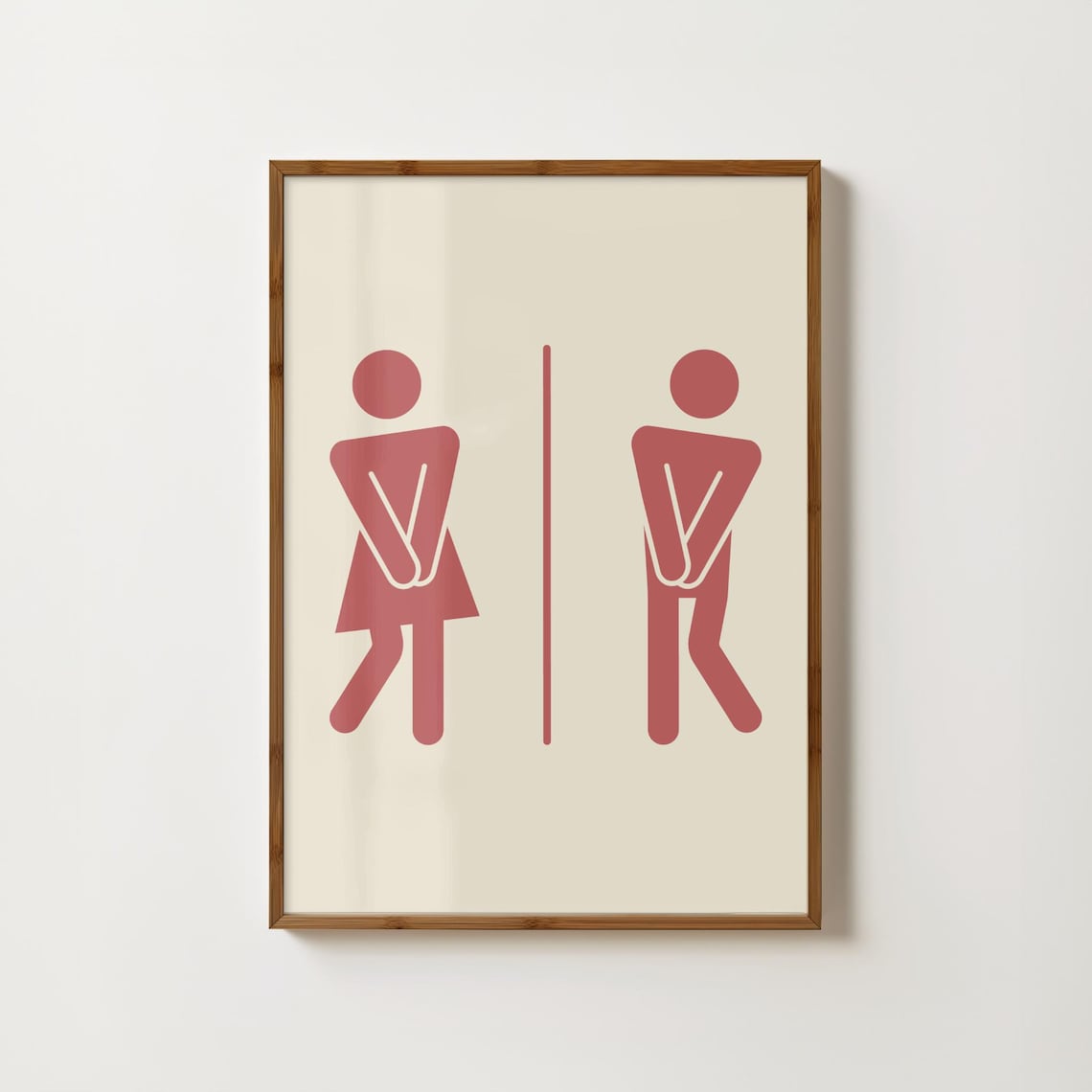 Funny Toilet Door Sign Red Pictogram Humorous Bathroom Poster
