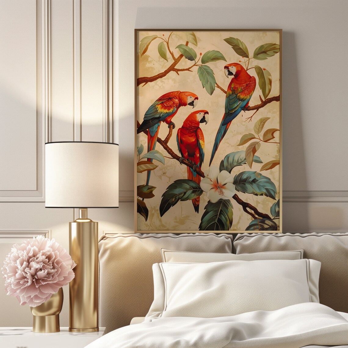 Vintage Parrot Poster, Tropical Bird Wall Decor - Image 2