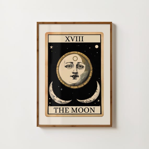 Moon Tarot Card Art Print, Boho Bedroom Decor