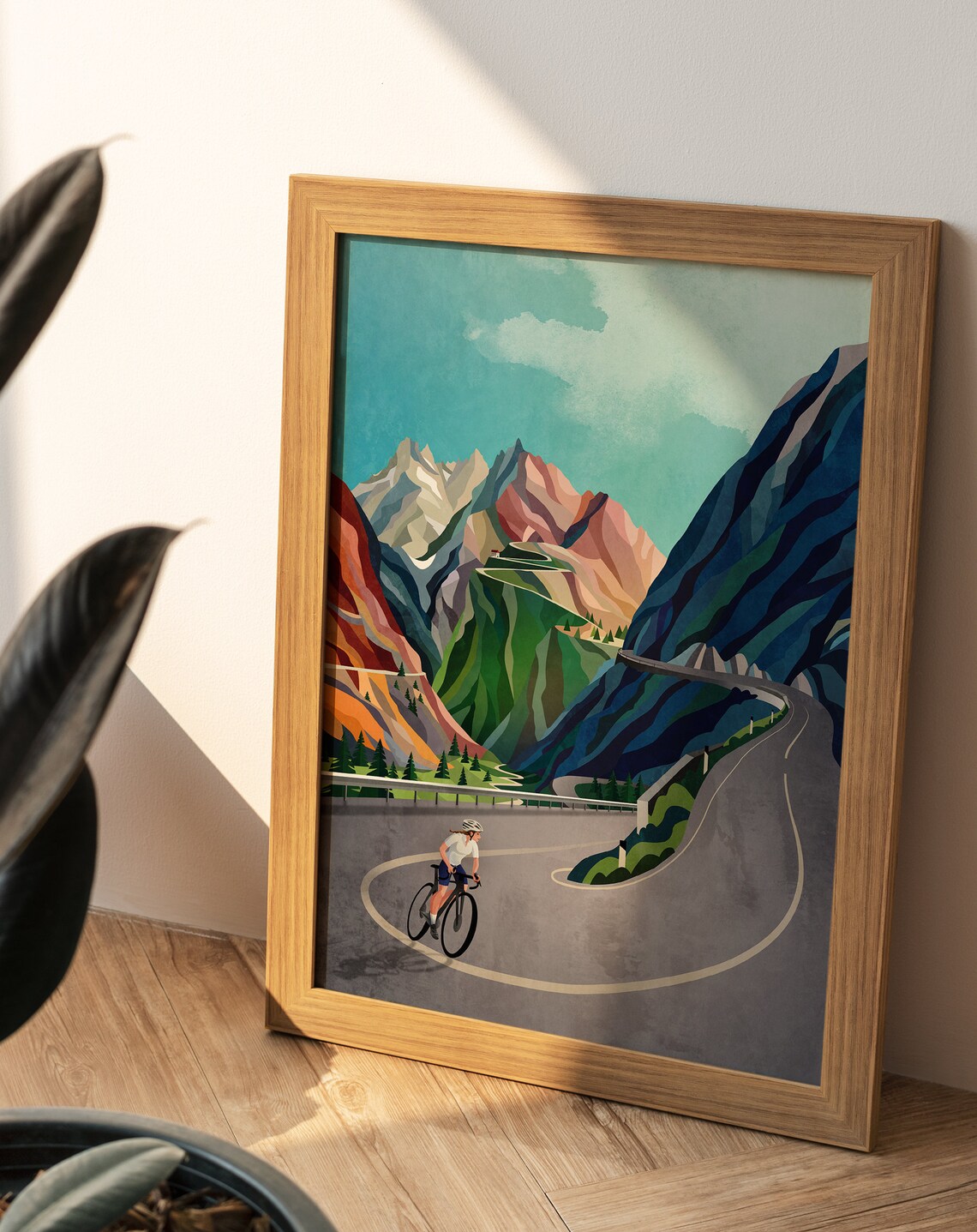 Woman Cyclist Cycling Art Print, The Ascent - Image 2