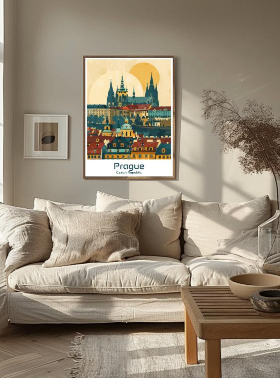 Prague Czech Republic Vintage Travel Poster Retro Cityscape Illustration - Image 3