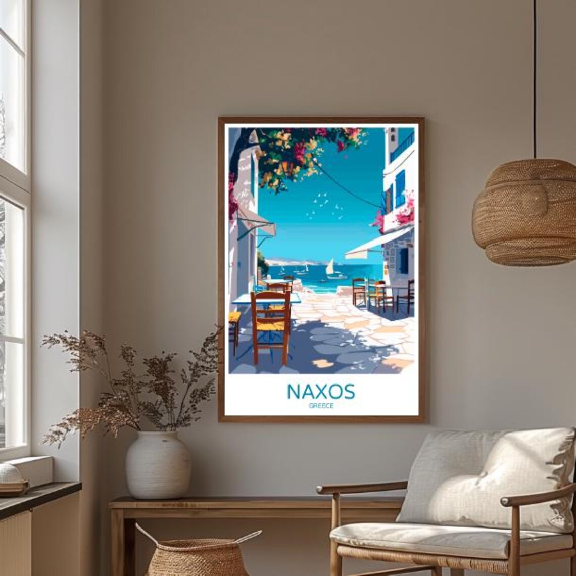 Naxos Greece Charming Seaside Taverna Alley Aegean Island Poster - Image 3
