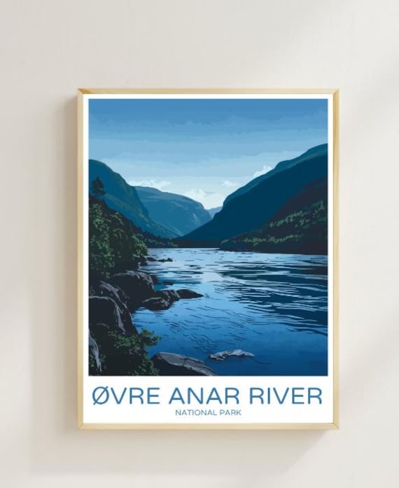 Vintage Ovre Anar River Norway National Park Fjord Landscape Poster
