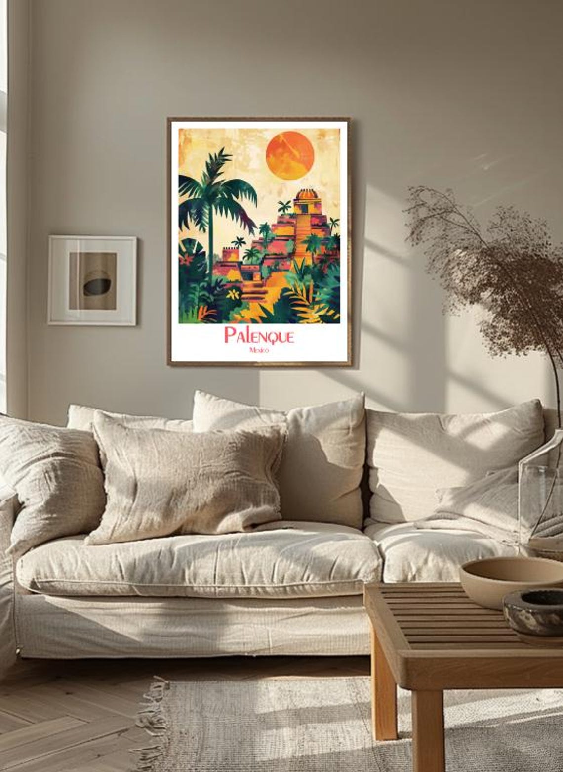 Palenque Mayan Pyramid Jungle Ruins Sunset Mexico Travel Poster - Image 3