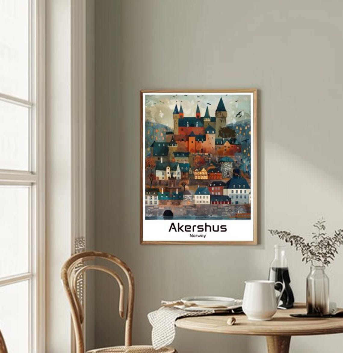 Akershus Fortress Norway Castle Illustration Vintage Travel Poster - Image 2