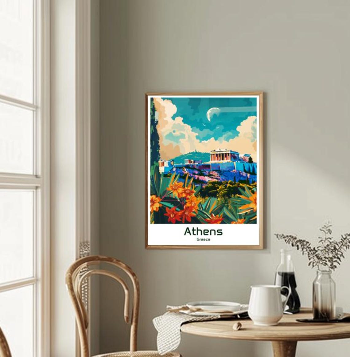 Athens Greece Acropolis Parthenon Flowers Ancient Ruins Poster - Image 2