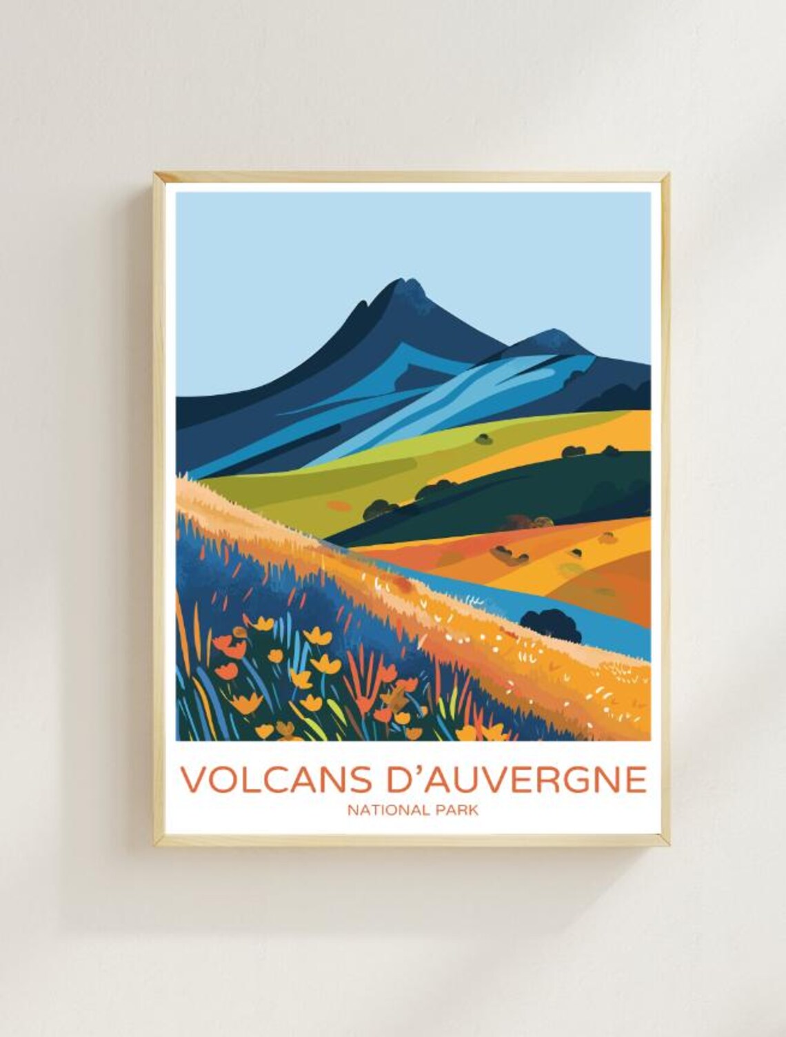 Parc Naturel Rgional Des Volcans Dauvergne Travel Posterfrench Volcano Landscape Wall Art Nature Print Auvergne Hiking Adventure Decor