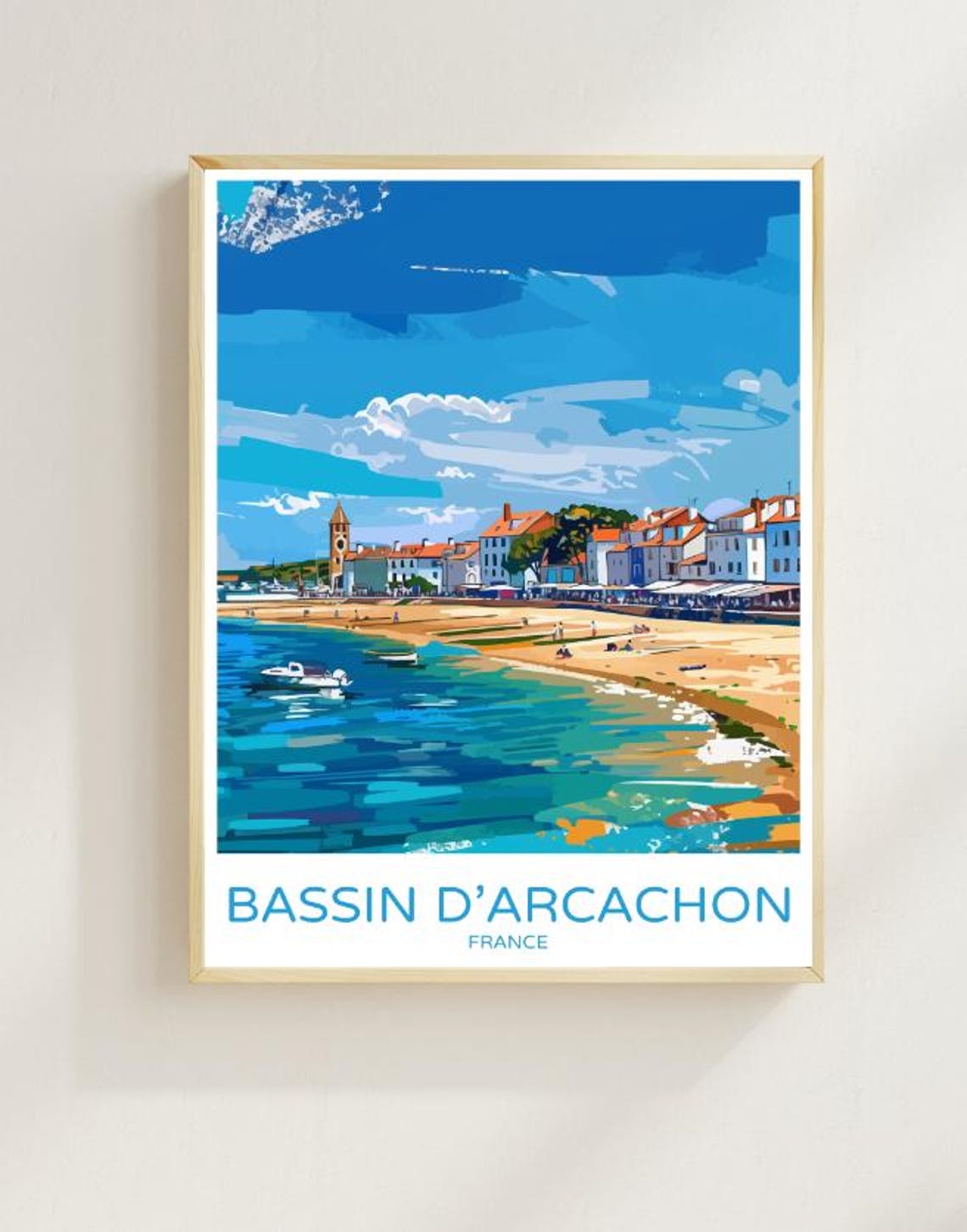 Bassin Darcachon Travel Poster Scenic Coastal Landscape Wall Art Beautiful French Bay Print France Travel Gift Nature Decor