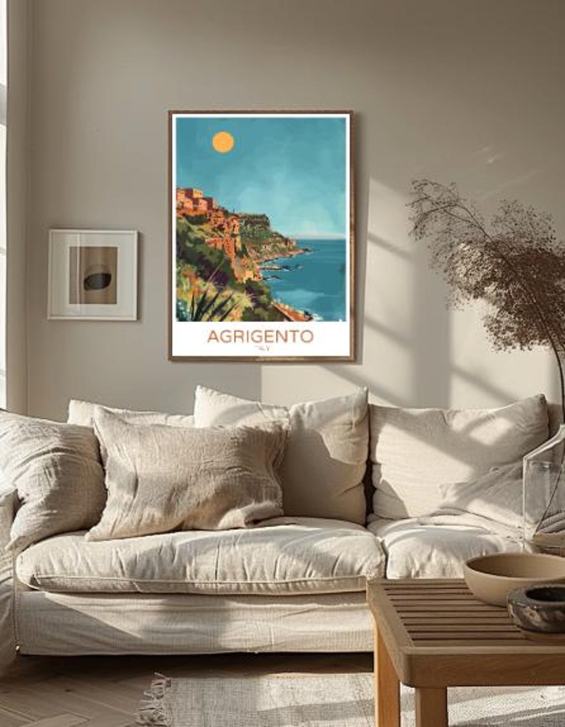 Agrigento Italy Travel Poster Coastal Cliffs Sicily Sea View Art - Image 2