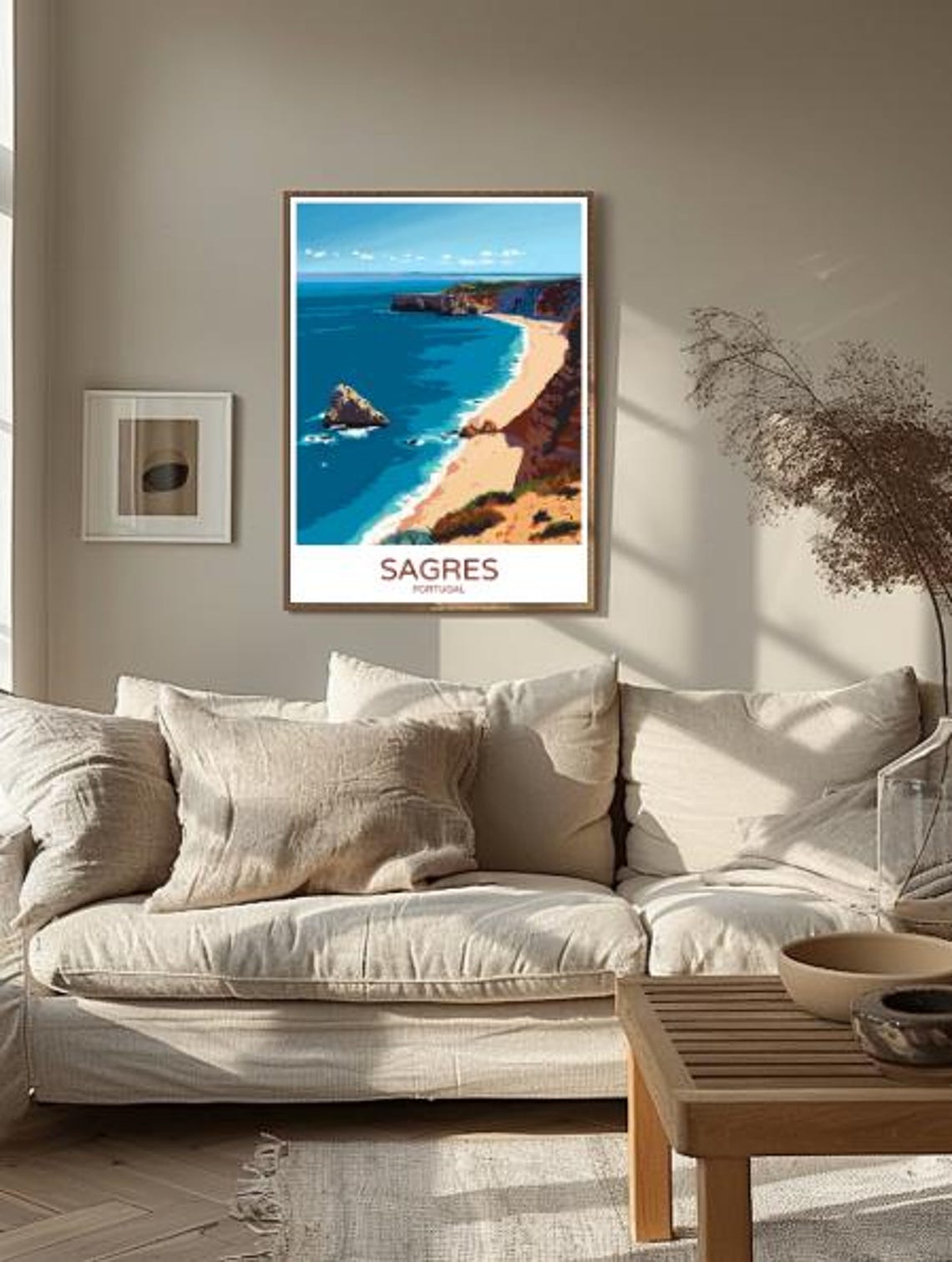 Sagres Portugal Travel Poster Dramatic Sea Cliffs and Golden Beach - Image 2