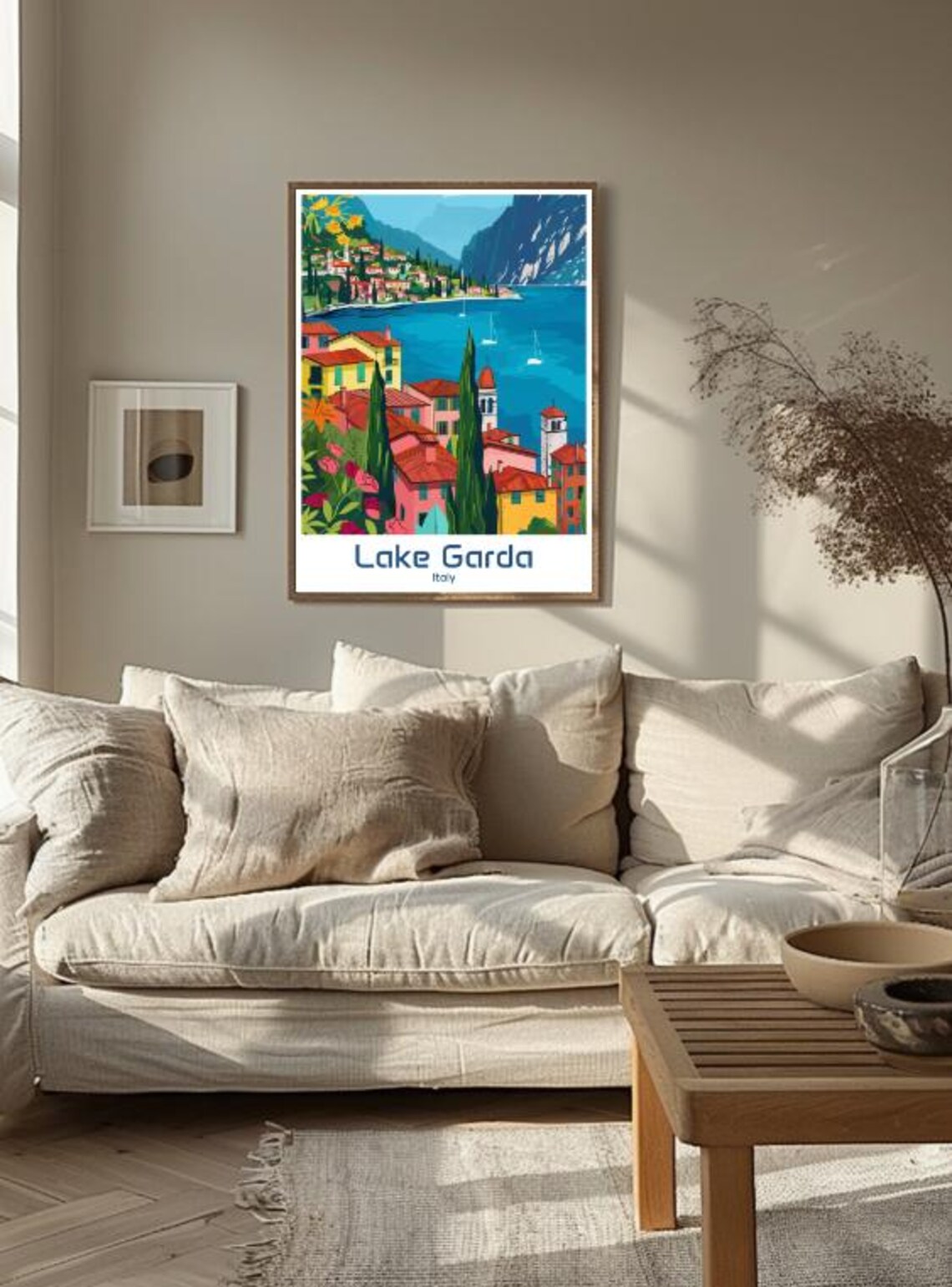 Lake Garda Italian Lakeside Town Colorful Italy Travel Poster - Image 3
