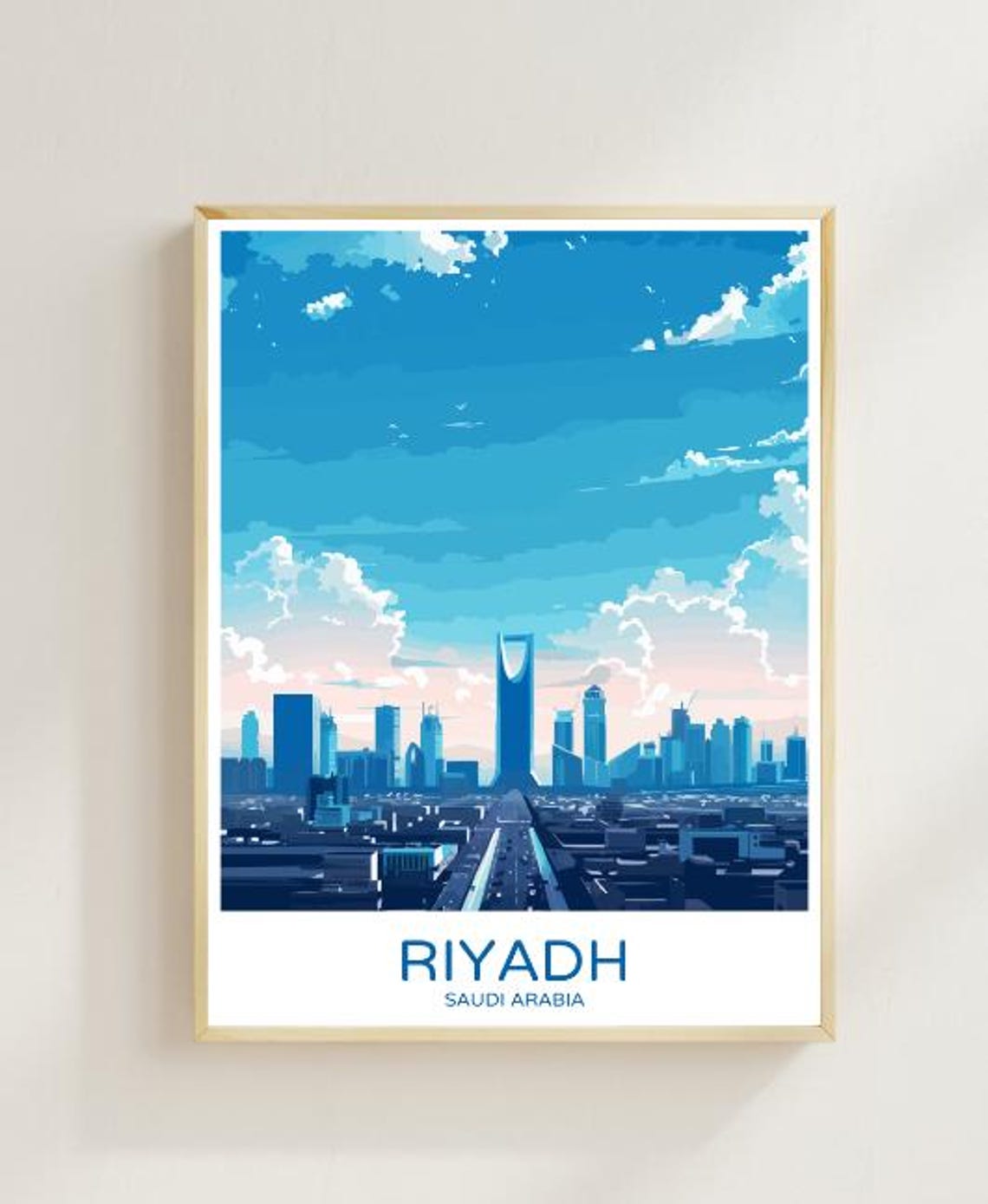 Riyadh Saudi Arabia Modern Skyline Iconic Skyscrapers Travel Poster