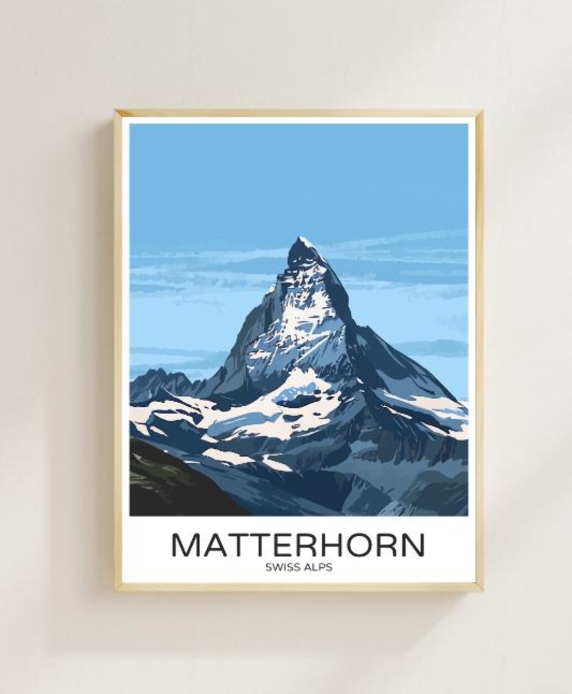 Matterhorn Swiss Alps Iconic Snow Covered Peak Travel Poster