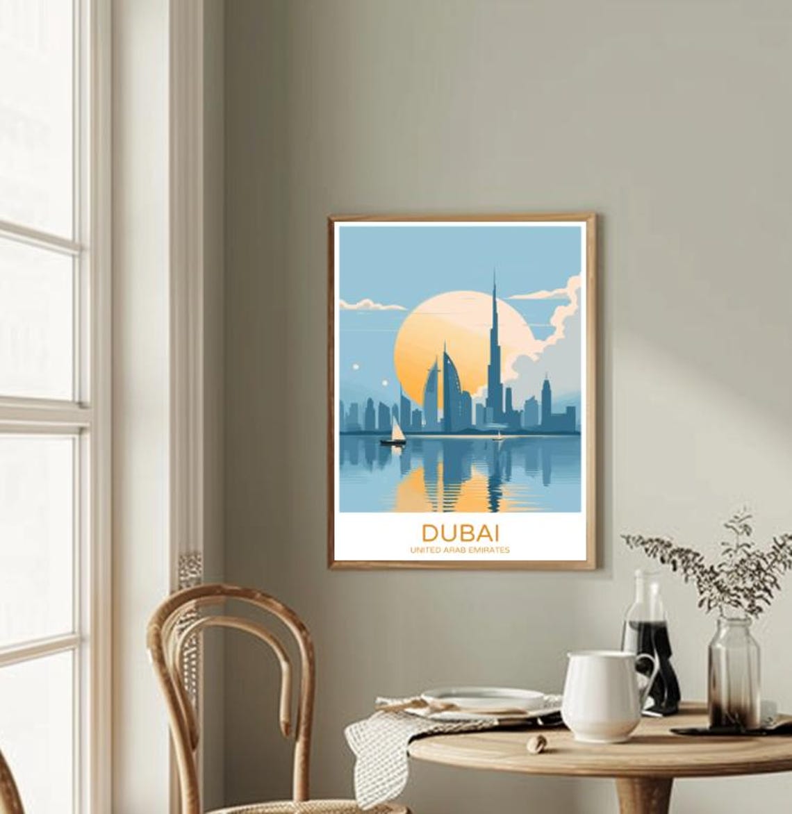 Dubai United Arab Emirates Skyline Burj Khalifa Travel Poster Gift - Image 2