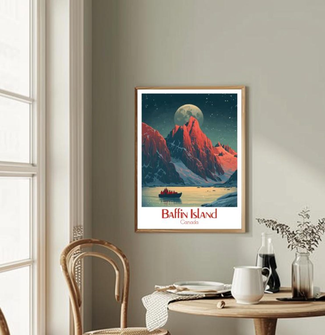 Baffin Island Crimson Arctic Peaks Under a Giant Full Moon Poster - Image 2