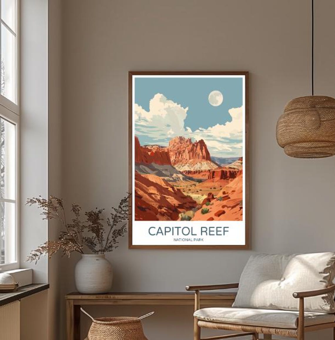 Capitol Reef National Park Utah Red Rock Desert Retro Travel Poster - Image 3