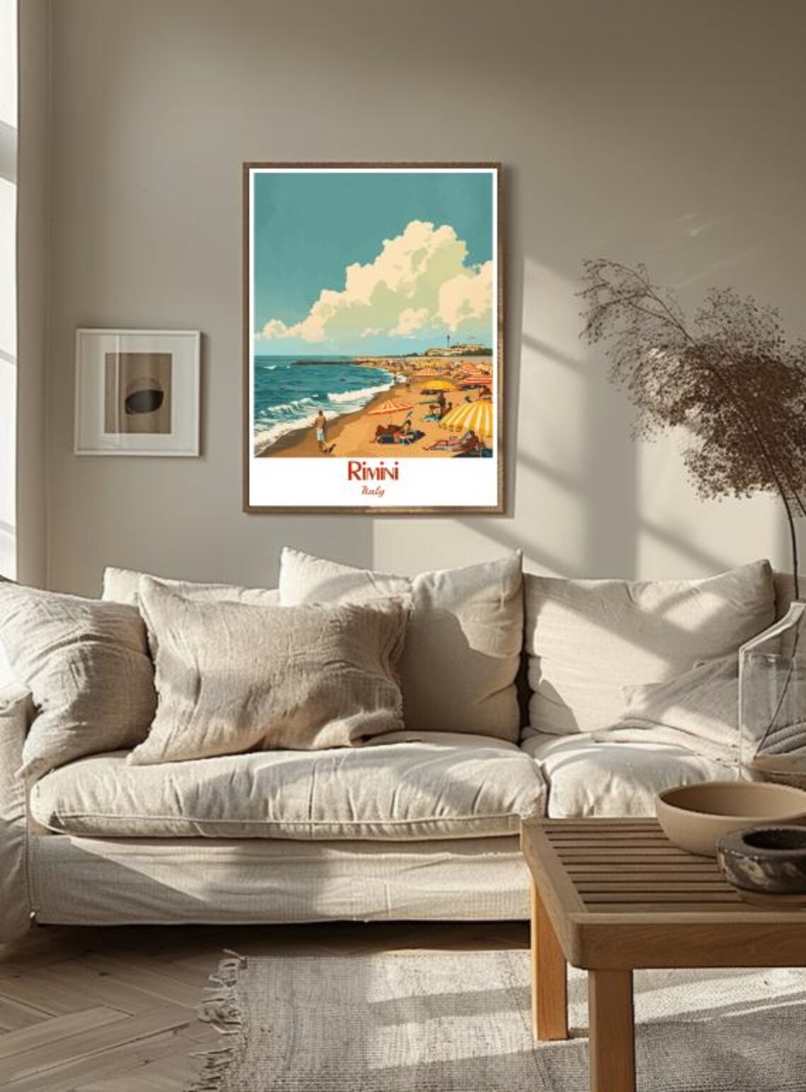 Rimini Italy Adriatic Beach Striped Umbrellas Vintage Travel Poster - Image 3