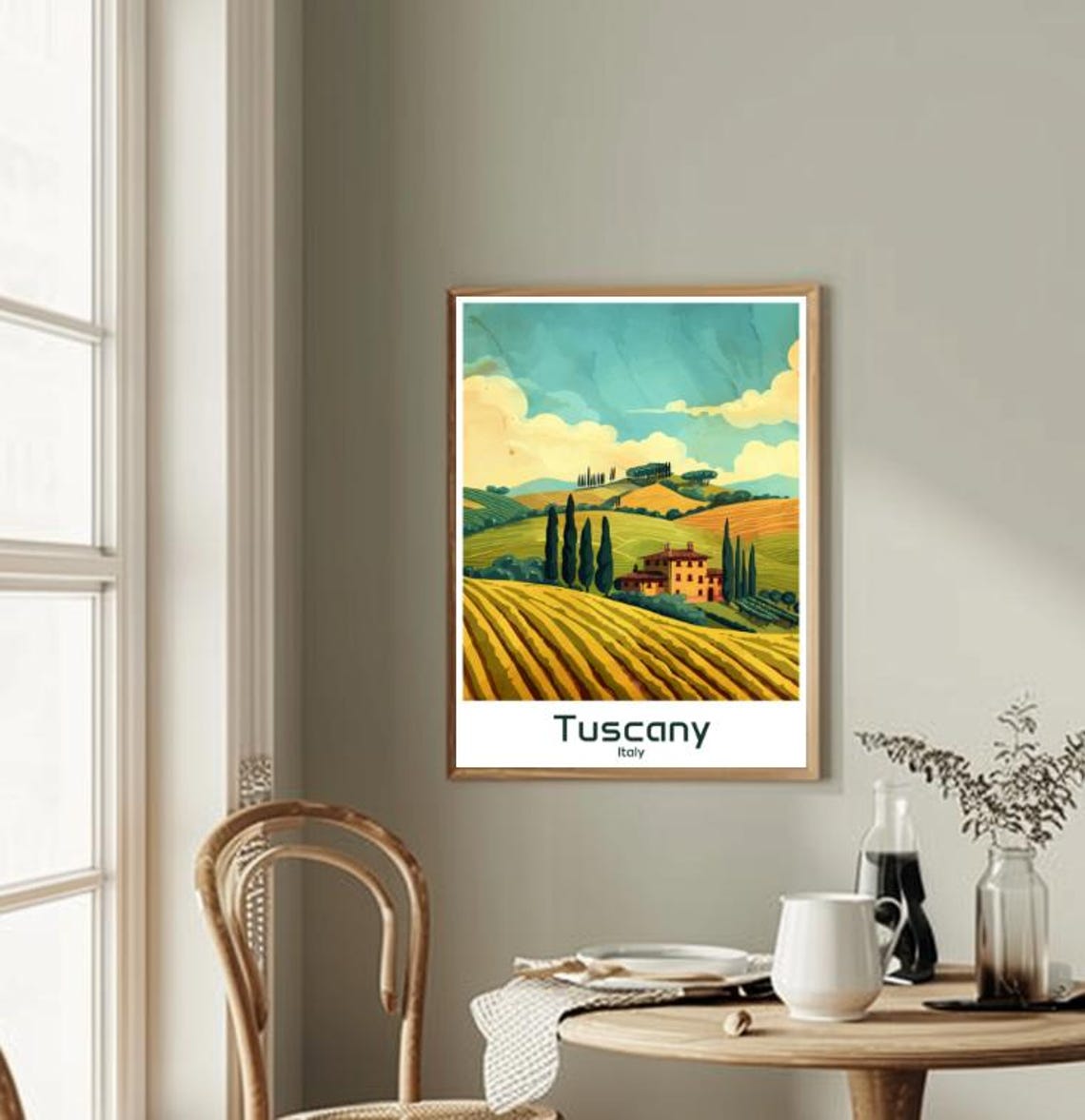 Tuscany Italy Rolling Hills Cypress Villa Vintage Travel Poster - Image 2