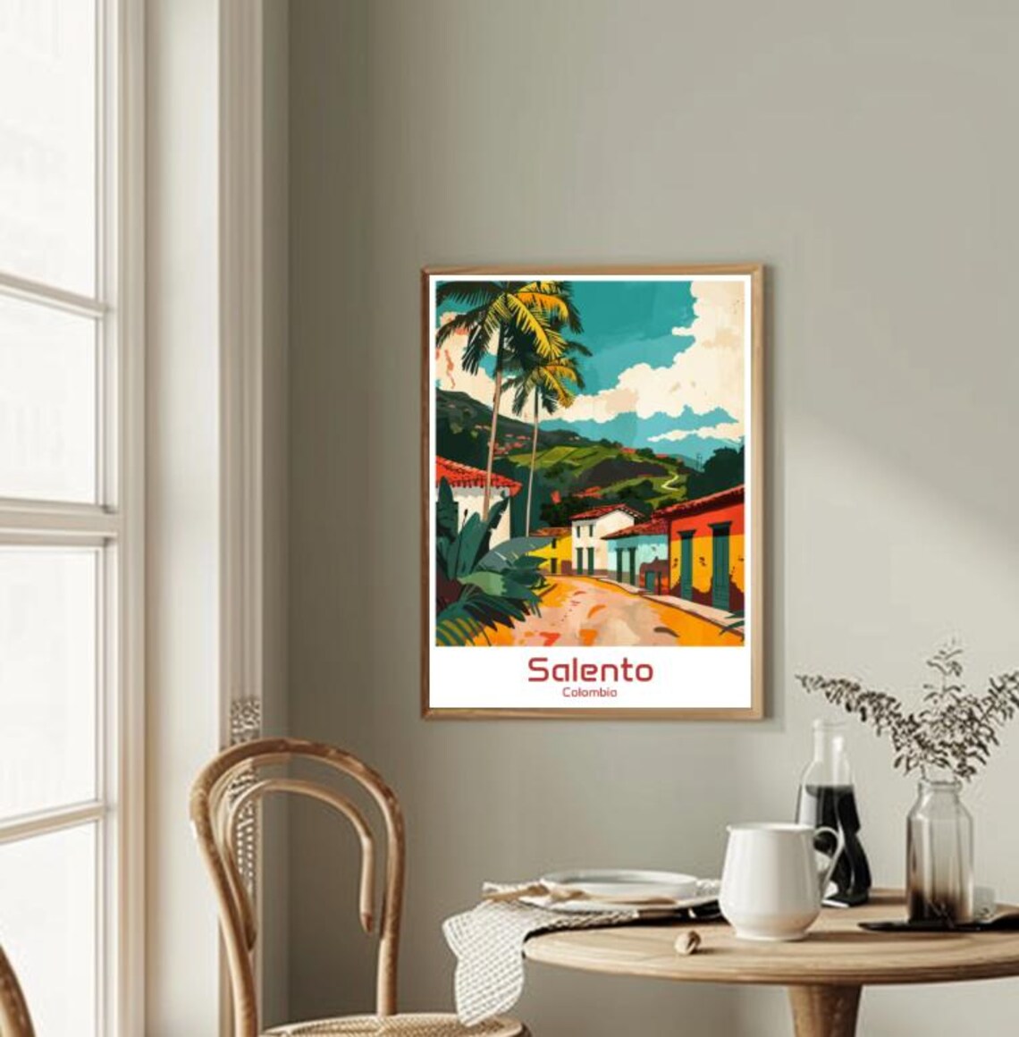 Salento Colombia Coffee Region Colorful Street Palm Travel Poster - Image 2