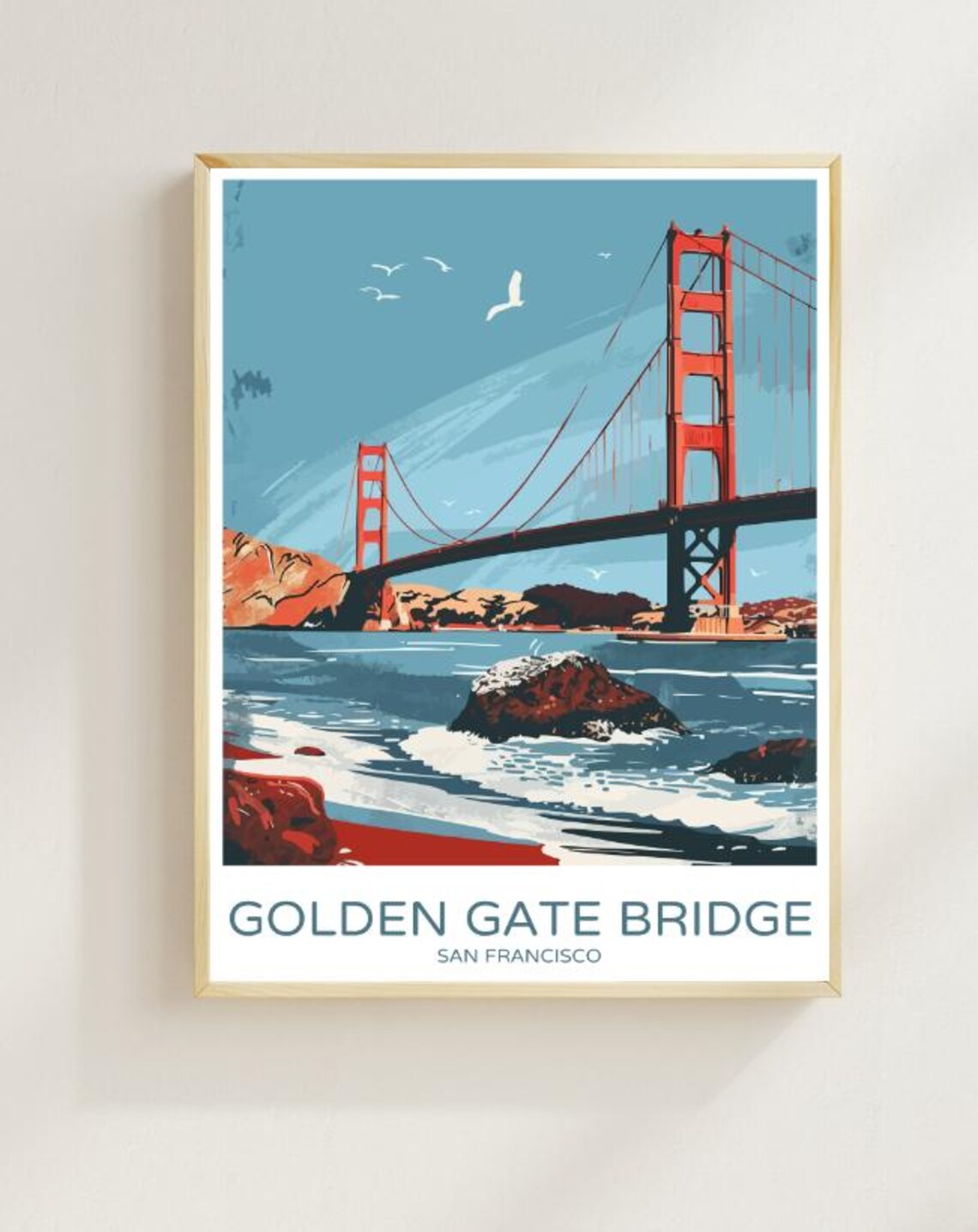 Golden Gate Bridge San Francisco Bay California Travel Poster Gift