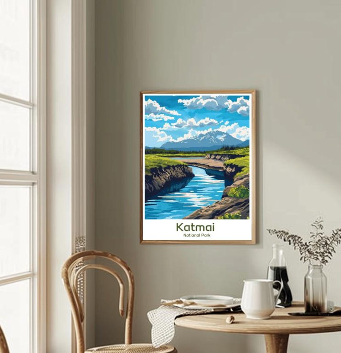 Katmai National Park Wild River Valley Snowy Peaks Travel Poster - Image 2