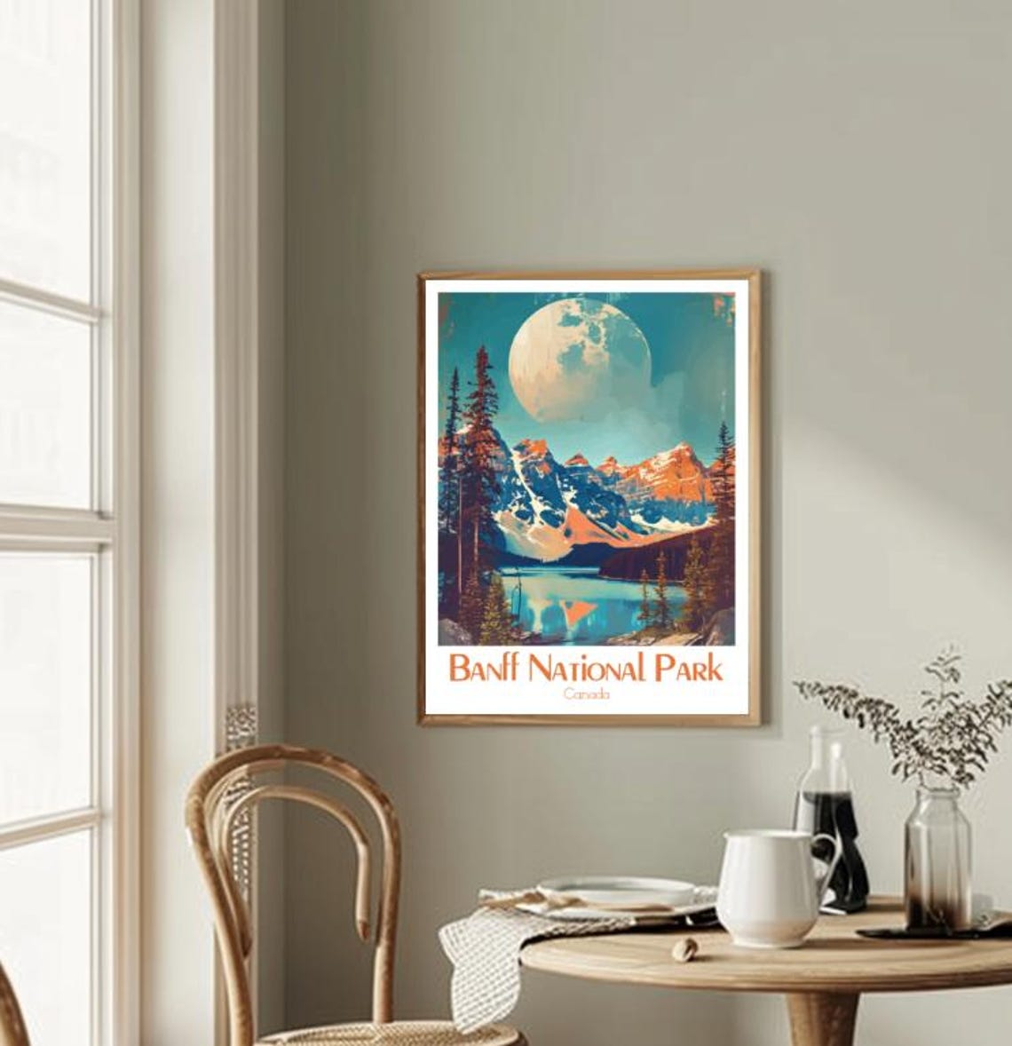 Banff National Park Moonlit Peaks Above a Still Lake Night Poster - Image 2