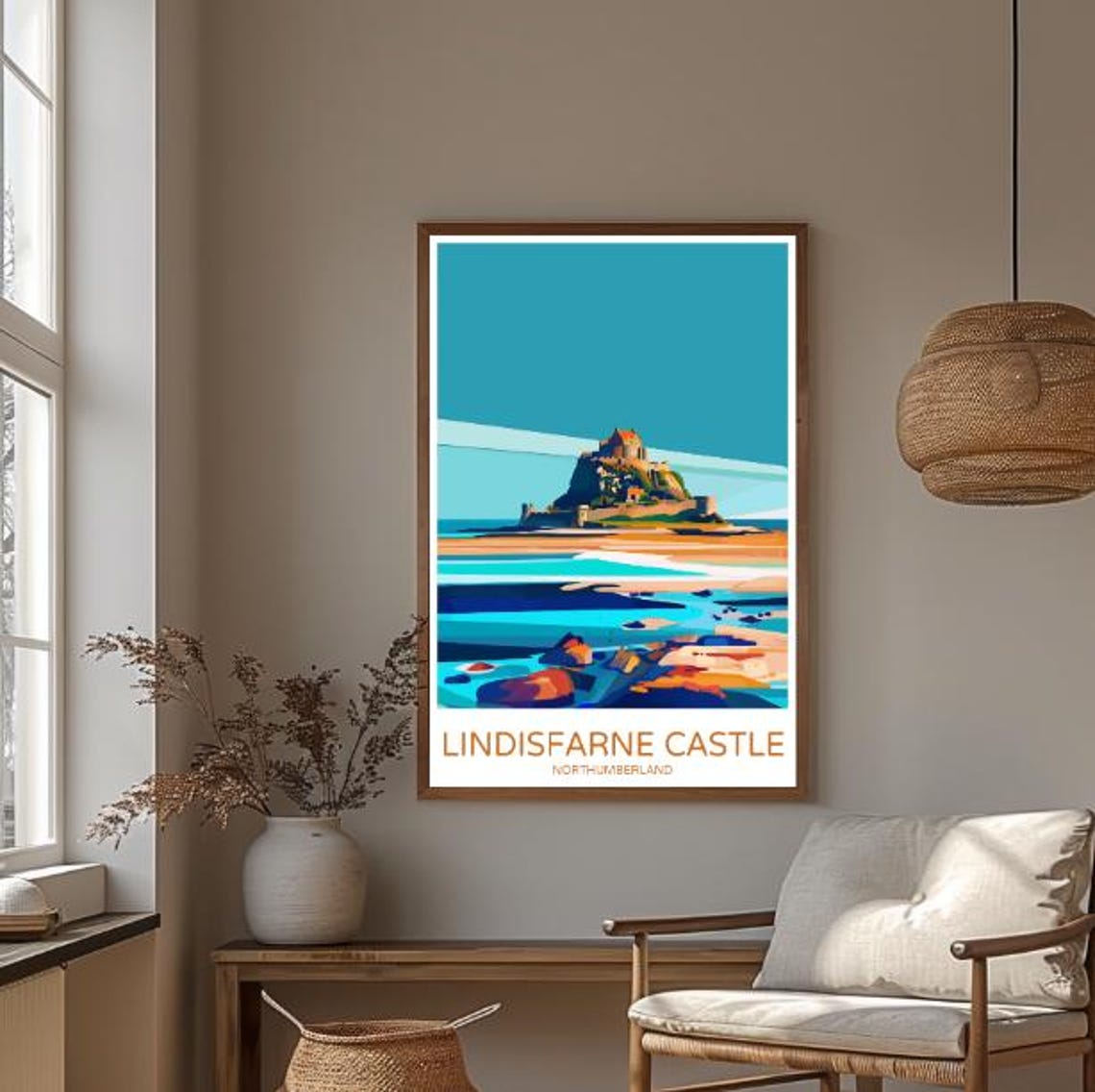Lindisfarne Castle Northumberland Tidal Island Retro Travel Poster - Image 3