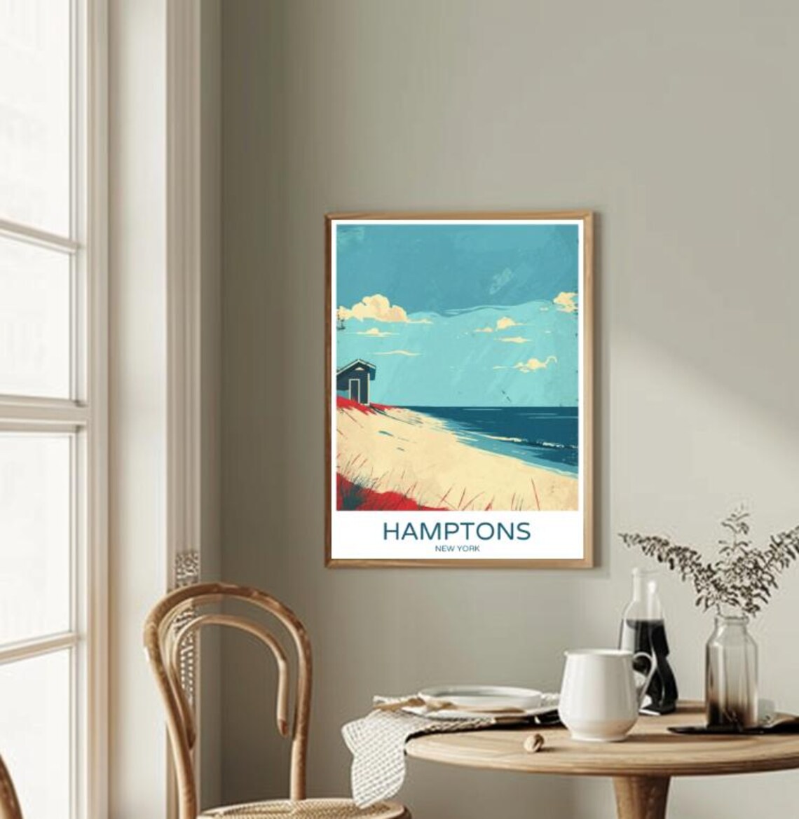 Hamptons New York Coastal Beach Dunes Vintage Summer Travel Poster - Image 2