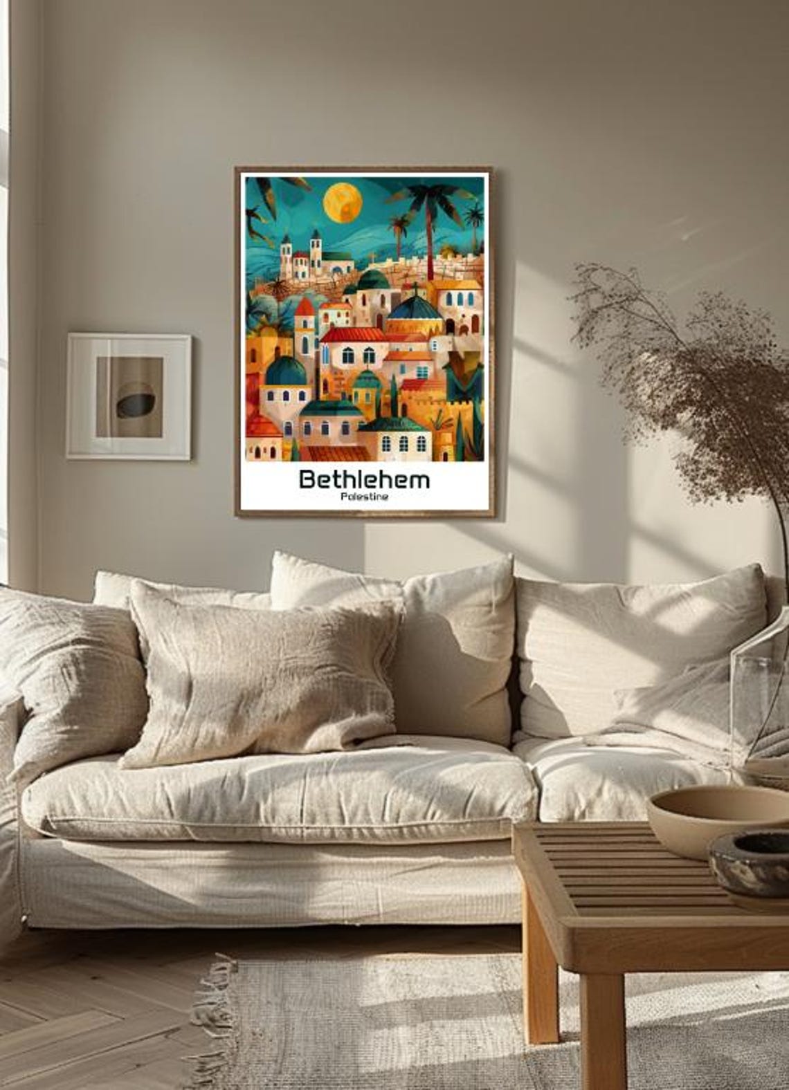 Bethlehem Palestine Historic Old City Domes Moonlit Night Poster - Image 3