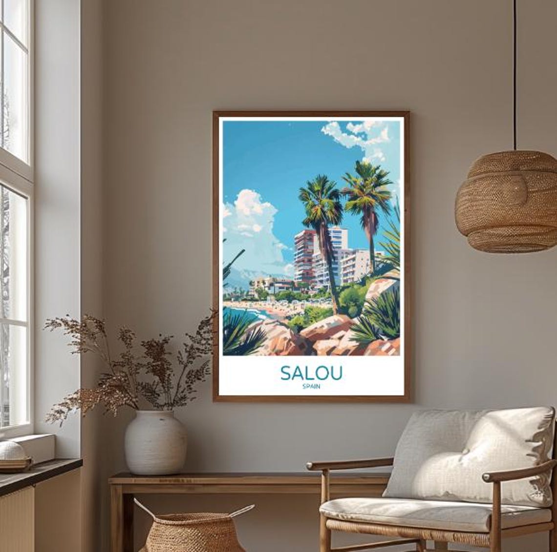Salou Spain Mediterranean Beach Palm Trees Resort Travel Poster - Image 3